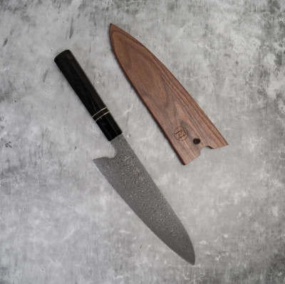 Noseto 110 Layers Damascus Super Steel Gyuto Black Hone and Ebony Wood Octagonal