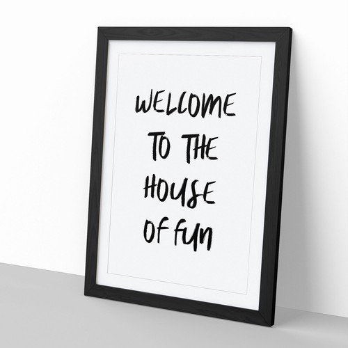 House Of Fun Typography Wall Art Print Framed Canvas Picture Poster Decor - Picture 2 of 9