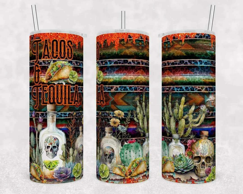 Multicolor Tacos & Tequila Stainless Steel Tumbler - Picture 2 of 3