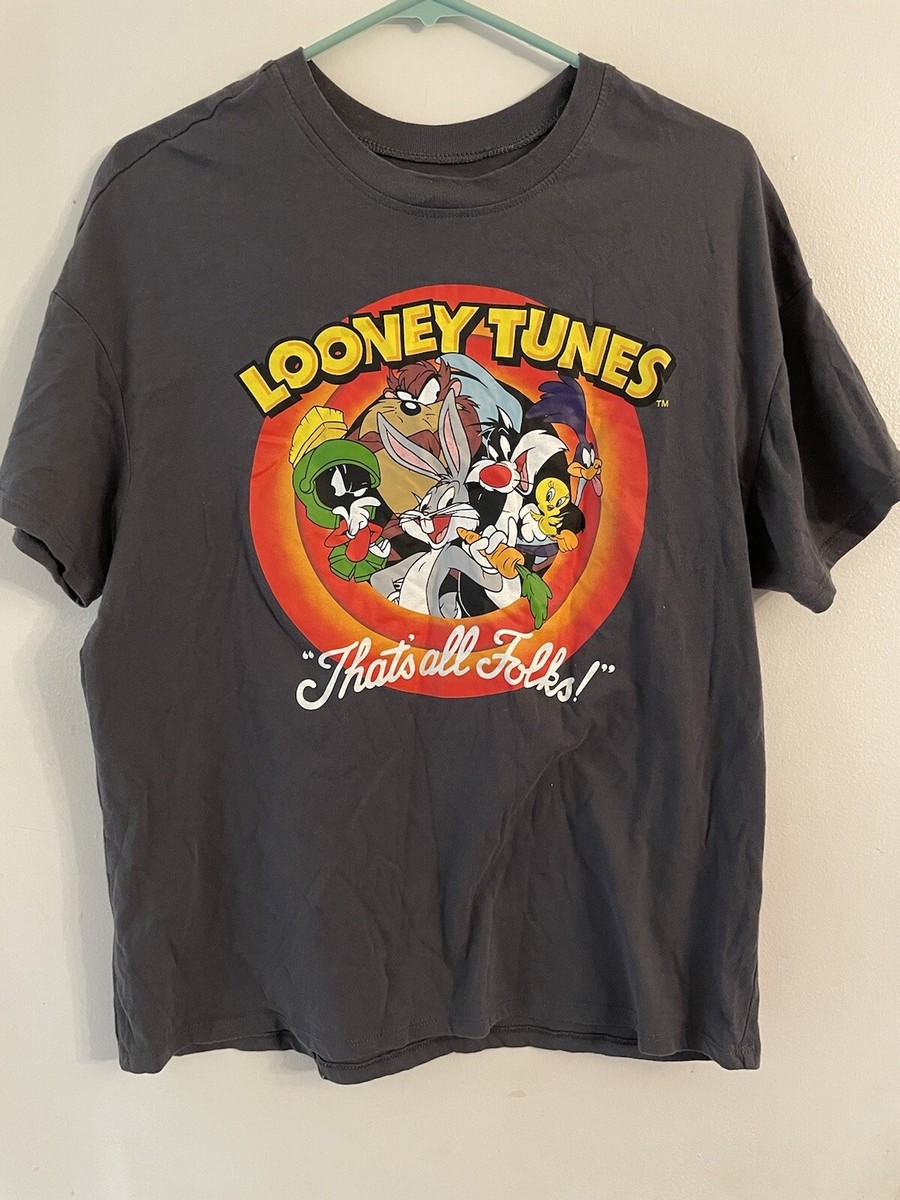 Looney Tunes Mens That's All Folks! Bugs Bunny Taz T-Shirt