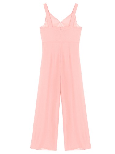 Kids Girls Sling Rompers V Neck Wide Leg Pants Cocktails Bodysuit Back Zipper - Picture 48 of 72