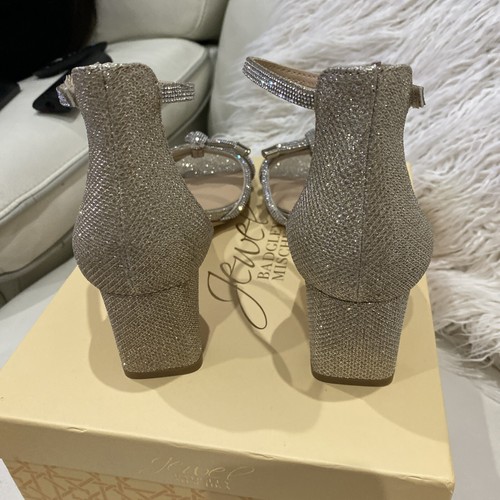 Jewel Badgley Mischka Lena Womens Size 9.5 Knotted Mid Heels Sandals Shoes - Picture 5 of 7