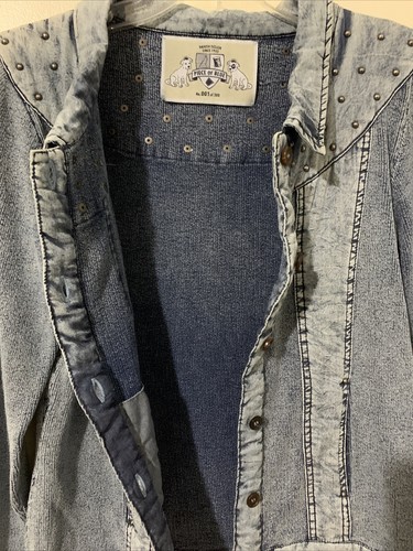 PIECE OF BLUE Cardigan PROTOTYPE 1 of 300 Sweater Jacket Lt. Denim SMALL EUC - Picture 11 of 12