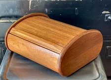 VTG Kalmar Designs Teak Roll Top Address File Storage Box Mid Century Modern