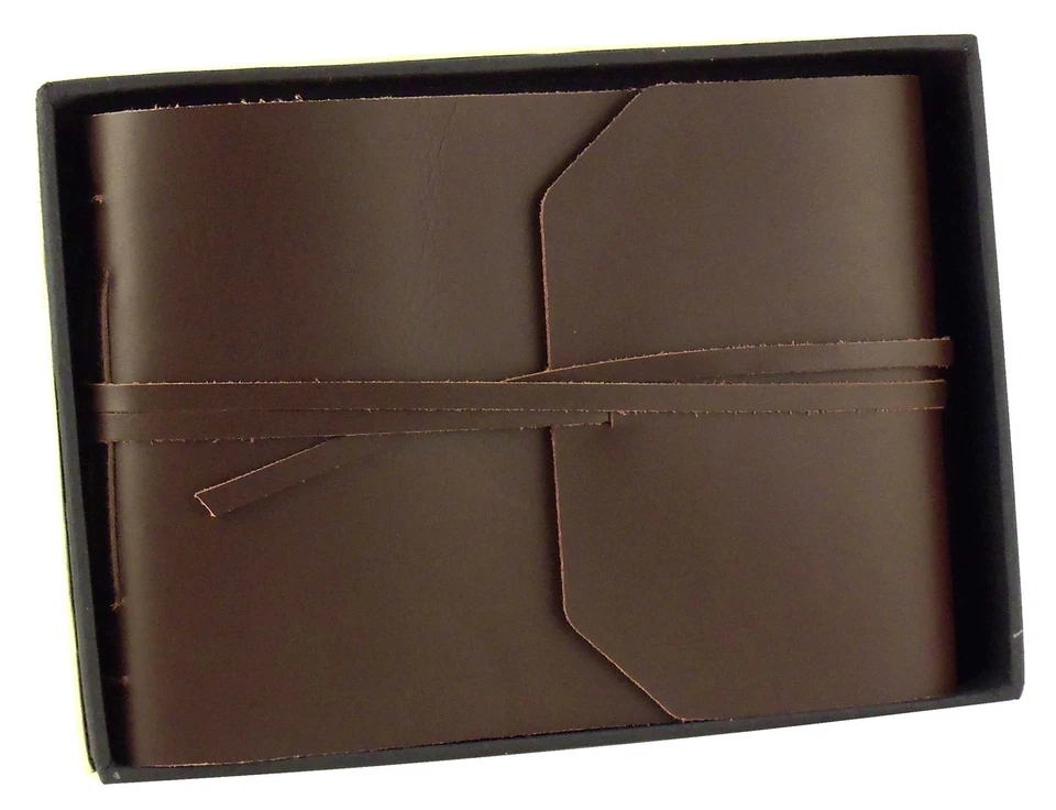 Álbum de fotos rústico de cuero genuino con caja de regalo - Páginas estilo álbum de recortes - Ho... Foto 4 de 4