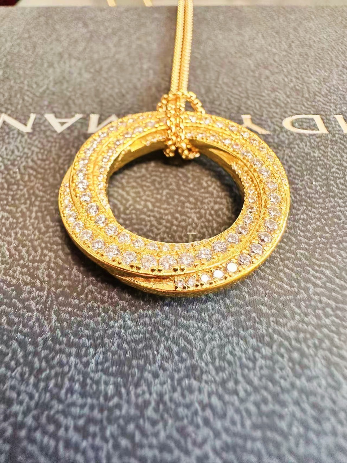 Gift/DavldYURMAN26mm*Crossover&Sterling/Silver/Gold Diamond Pendant Necklace17in