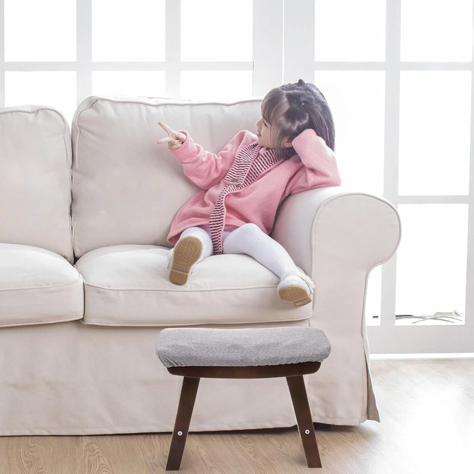 Small Foot Stool Ottoman with Wood Legs Padded Seat Footrest Bench for Living Ro - Image 2 of 4