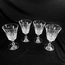 Set of 4 Crystal Cordial Glasses Cut Glass Stemware Barware