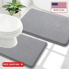 OLANLY Memory Foam Bathroom Rugs Mats Sets 2 Piece, 24"x20" 30"x20", Grey