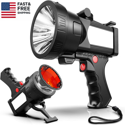 Q984Pro Rechargeable Spotlight Flashlight, 1600000 High Lumens LED with 14000Ma