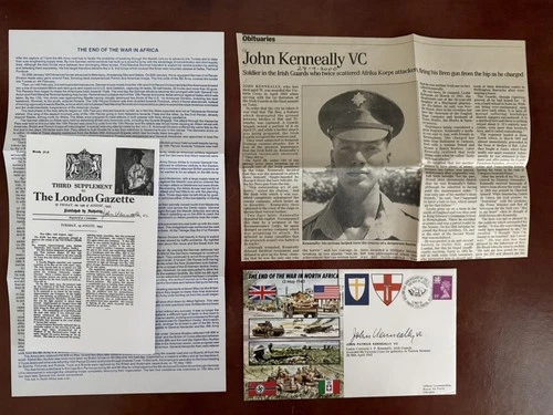 Signed WW2 VC John Patrick Kenneally Victoria Cross Winner 1943 First Day Cover