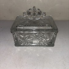 Luminarc Crystal Snowflake Art Glass Covered Box Candy Trinket Dish 5.5"x 4”
