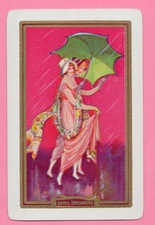SWAP CARD SINGLE, Vintage, art deco ladies  "April showers"