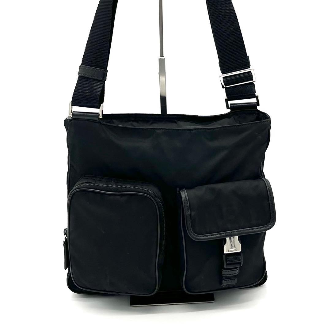 PRADA Nylon Leather Crossbody Shoulder Bag Black Triangle Logo thumbnail 2