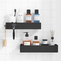 Duschablage Ohne Bohren Badezimmer Organizer Schwarz Rostfrei Groß 2 StüCk