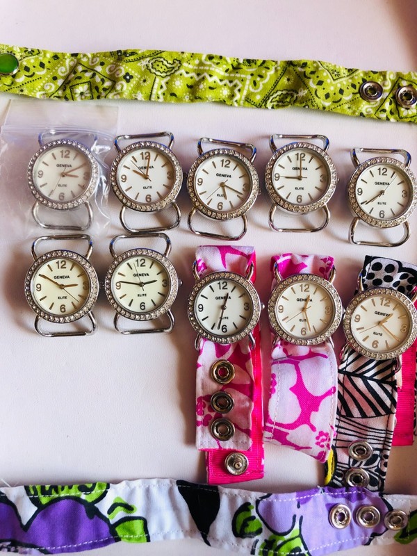 Lot Of 10 Crystal Designer Watch Faces New & Working / Craft