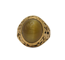 14K Yellow Gold Large Natural Cats Eye Chrysoberyl Nugget Ring Size 7