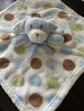 Blankets  Beyond Puppy Dog 18"Security Blanket Blue White green brown dot