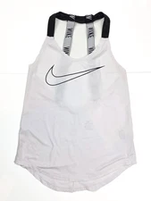 Nike Dri Fit White Performance Black Swoosh Tank Top Women's Size XS