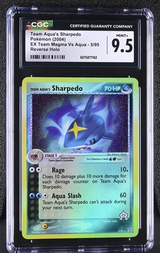 CGC 9.5 Team Aqua's Sharpedo EX Team Magma Vs Aqua 5/95 Reverse Holo Pokemon