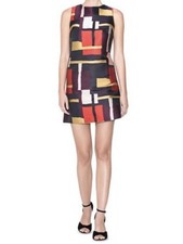 ALICE + OLIVIA JAQUARD 'CLYDE SLEEVELESS A-LINE SHIFT DRESS' IN GEOMETRIC $375