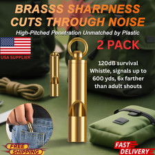 Survival Whistle Outdoor Emergency 2 PACK Loud Brass for Camping Boating Hiking