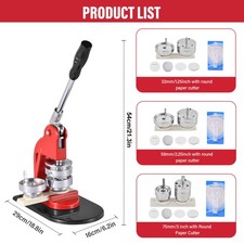 Button Maker Machine Pin Badge Maker 1.25"/2.28"/3" 300Button Parts