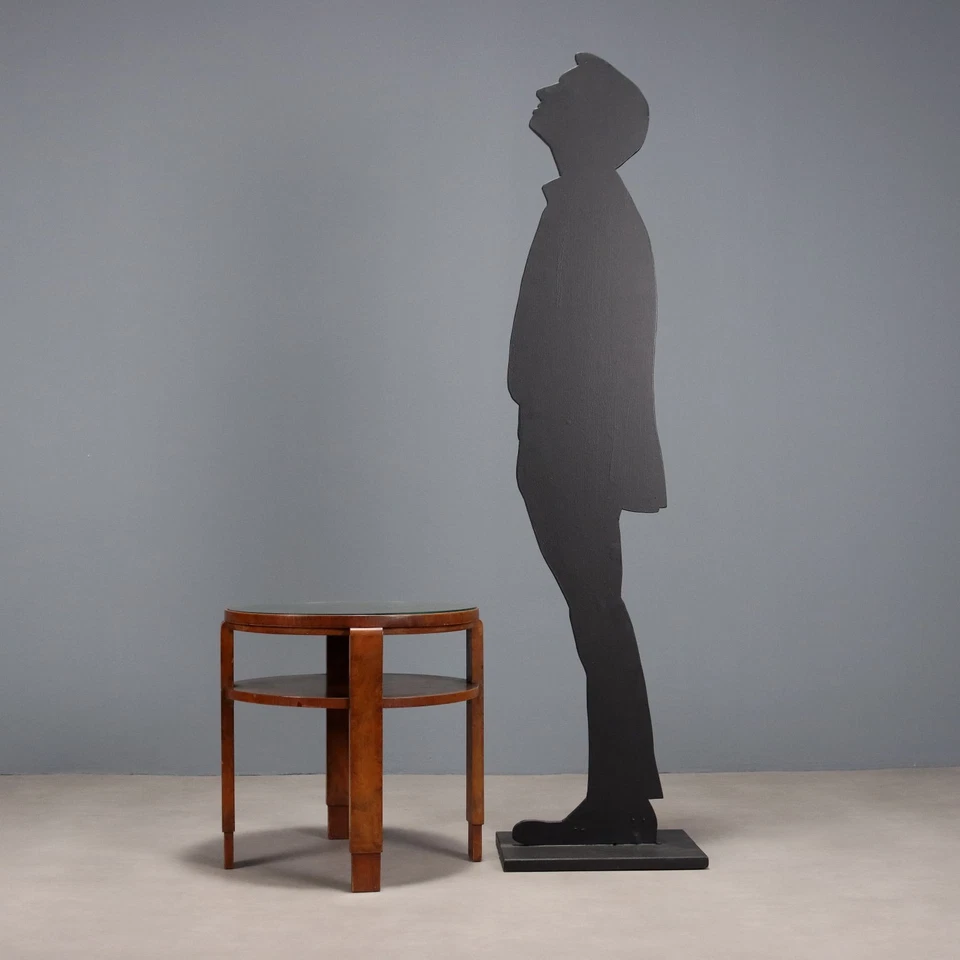 Table Basse Art Déco Ancienne Noyer Plateau avec Verre XXe Siècle - Photo 3/4