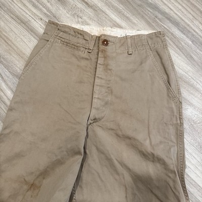 Vintage WWII 1940s US Military Khaki Officer Chino Trousers Pants