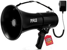 Pyle Megaphone Speaker PA Bullhorn with Built-in Siren 50 Watts & Adjustable ...