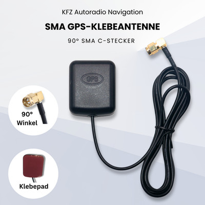 GPS Antenne NAVI SMA Autoradio KFZ PKW Audi, BMW, Mercedes Empfänger 90° Stecker