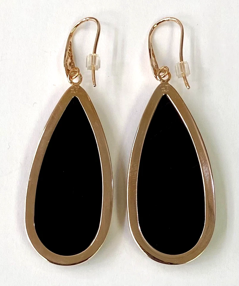 QVC Bronzo Italia Faceted Black Onyx Teardrop Dangle Earrings - Image 4 of 4