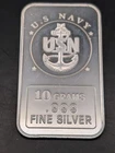 🔥 VINTAGE UNITED STATES NAVY USN .999 FINE SILVER COMMEMORATIVE BAR 10 GRAMS 🔥