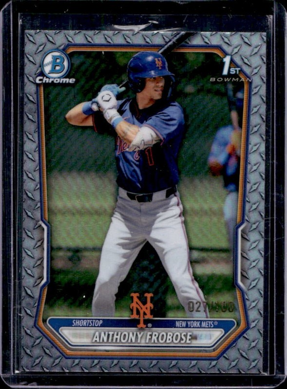 2026 Bowman Anthony Frobose Chrome Steel Metal Refractor 1st Prospect #/100 Mets