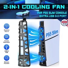 PS5 Slim Cooling Fan For PS5 Slim Disc/Digital Console Cooler Fan LED + USB 3.0