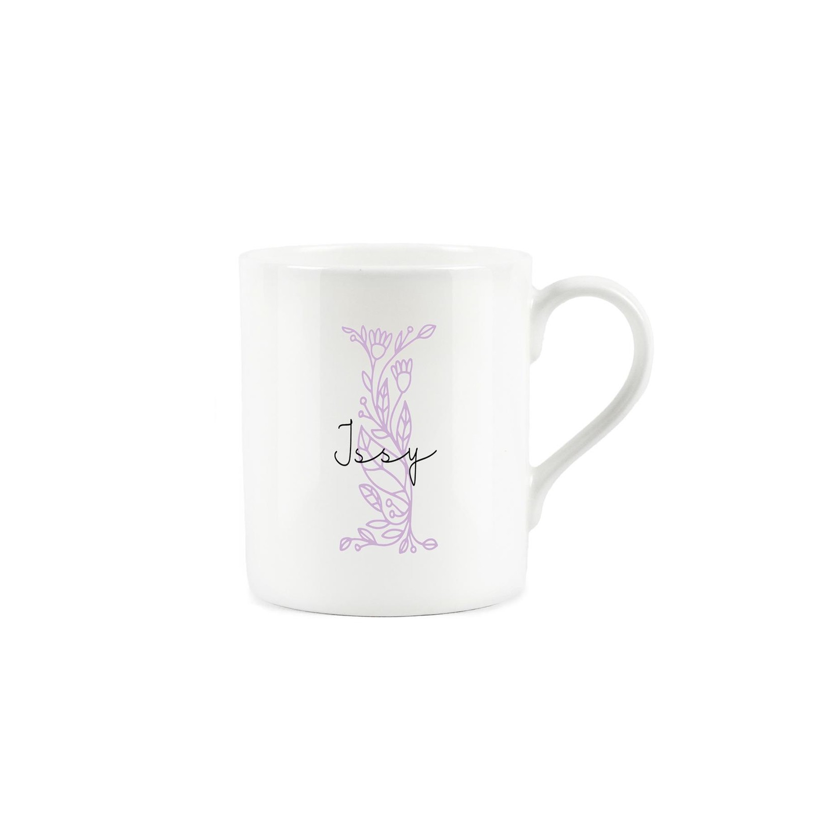 Personalised Letter I Mug - Pink Floral Alphabet Bone China Cup Gift