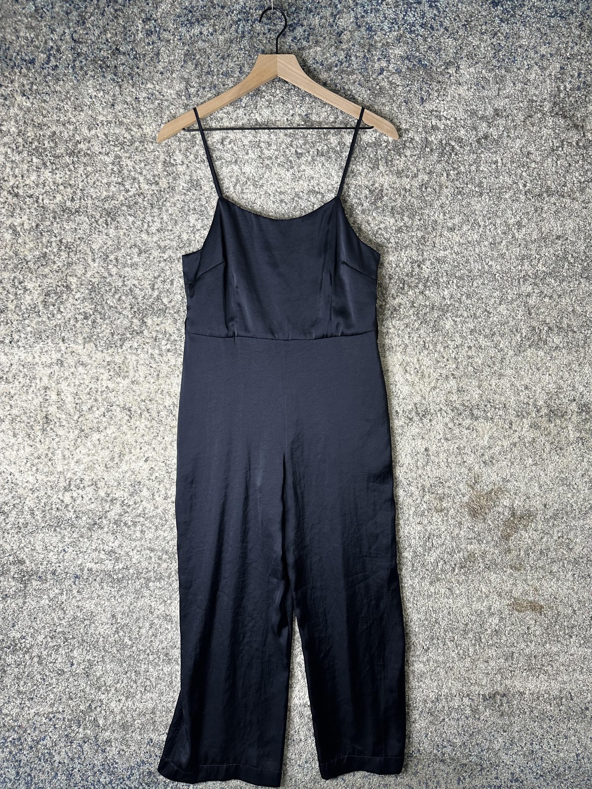 Overlover Jumpsuit Womens Small Black Wide Leg Spaghetti Strap Made USA Dressy-image
