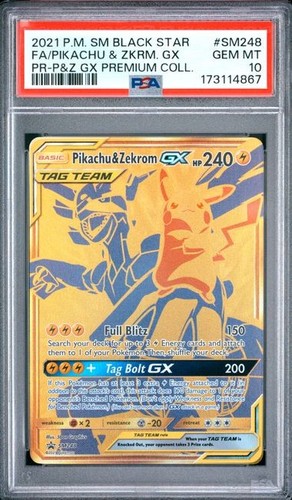 Pikachu & Zekrom-GX graded PSA 10 for sale on eBay