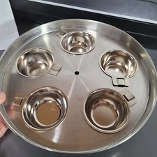 Egg Poacher Stainless Steel Metal Tray 10” Insert With 5 Cup Set