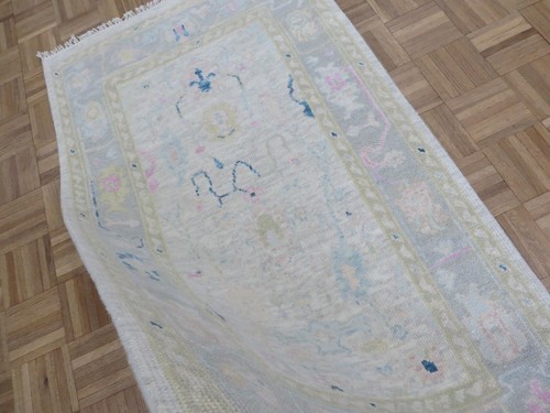 3 x 5'2 Hand Knotted Ivory Modern Oushak Oriental Rug G15700 - Picture 9 of 11