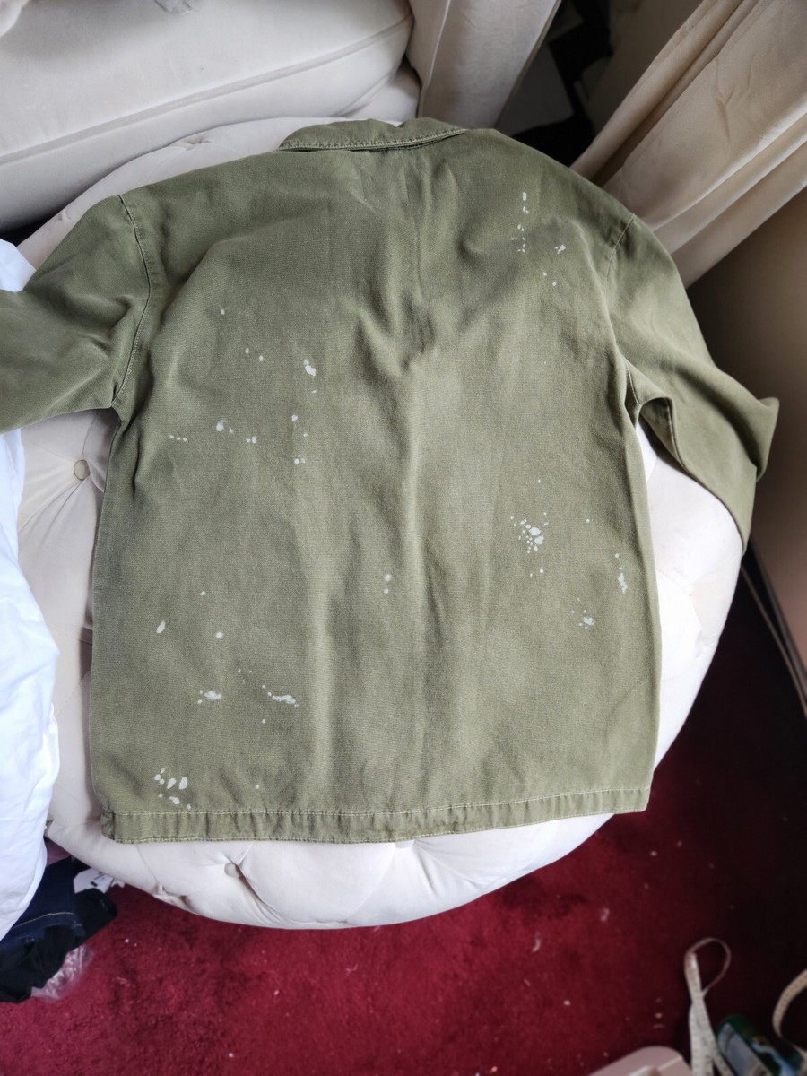 Jacket Zara Jacket Multi Pocket Spray Paint Effects Military