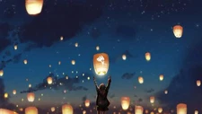 Anime Lantern Night Sky  Gaming Mat Desk 4673