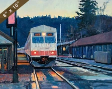 Amtrak in Portland oil painting 8x10 Print