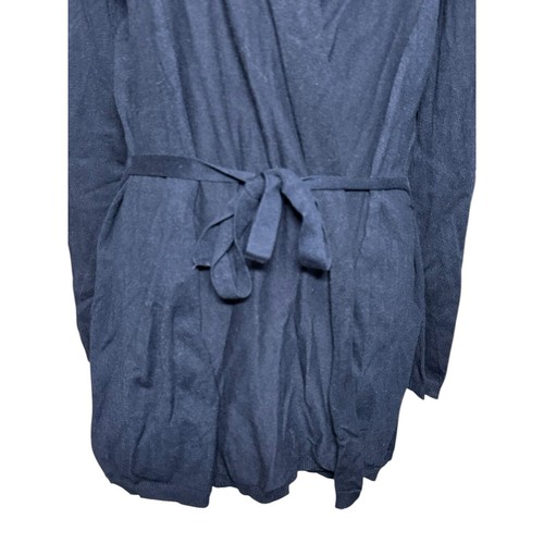 ZARA Knit Wrap Cardigan Women Sm Navy Blue Casual Belted Academia Work Stretch - Picture 3 of 10