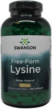 Image of Swanson Lysine, 500mg Free-Form, 300 caps - Exp. 01/29