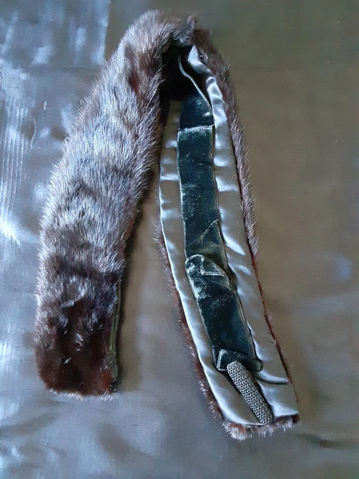 Винтажный натуральный мех норка воротник мягкий темный съемный шеи подогреватель бархата подкладка зажимы - Изображение 4 из 4