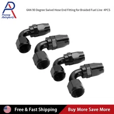 4PCs 6AN AN6 -6AN 90 Degree BLACK SWIVEL FUEL OIL HOSE END FITTINGS ADAPTER