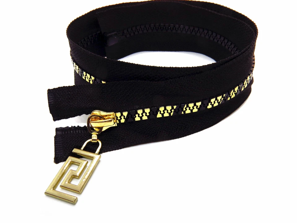 Knöchel Reißverschluss 16–80 cm Gr.5 Schwarz/Gold teilbar unteilbar Polyester - Bild 2 von 4