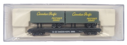 ATLAS N TRAINMAN 37587A PIGGYBACK PLANO con 2 remolques 24' Canadian Pacific 509180 | Condition: Used