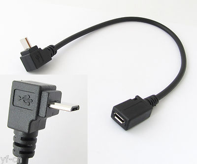 4pcs 1ft/30cm Micro 5pin USB Male To Female Right Angle UP Direction Cable Cord